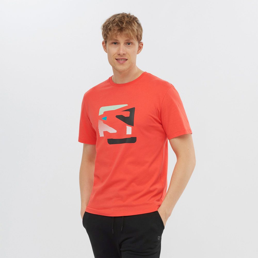 SALOMON OUTLIFE GRAPHIC DISRUPTED LOGO SS M Philippines - Men's Tee Shirt - Orange | 508913-LEW